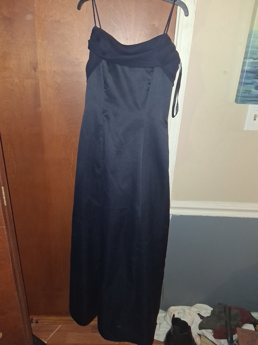 Morgan & Co. Navy Blue Spaghetti Strap Evening Gown